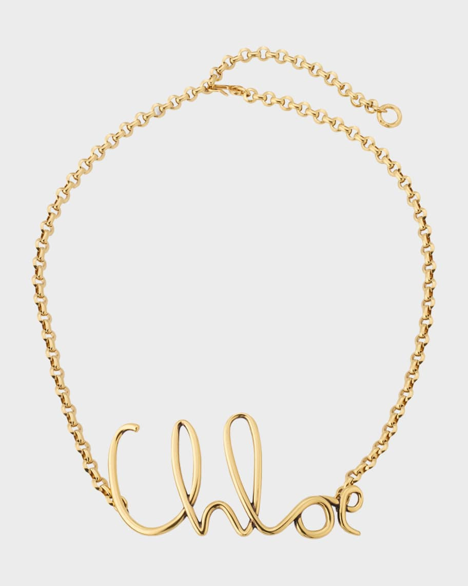 Chloe Logo Brass Chain Belt | Neiman Marcus