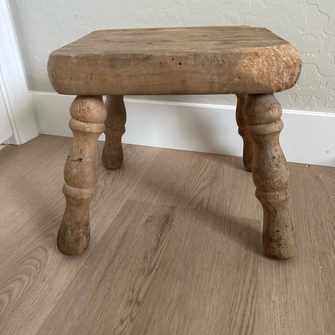 VTG Vintage Chippy Wooden Stool Mini Bench - Etsy | Etsy (US)