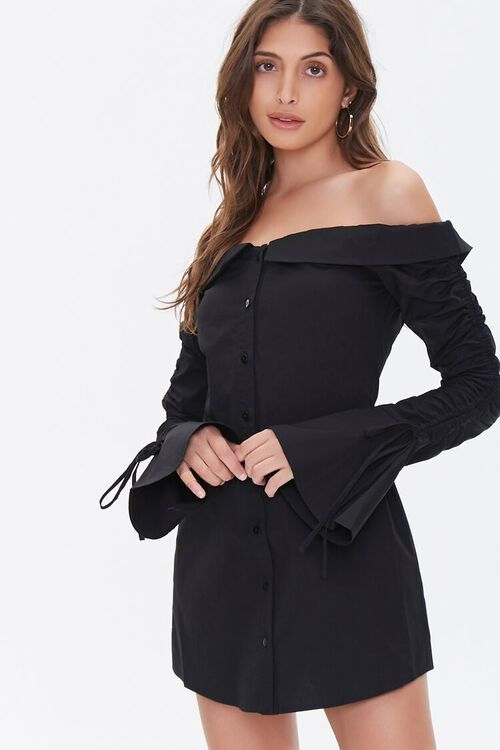 Poplin Off-the-Shoulder Shirt Dress | Forever 21 (US)