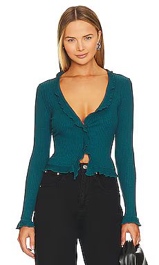 LA Made Sweet Serenade Ruffle Cardigan in Oceanic Blue from Revolve.com | Revolve Clothing (Global)