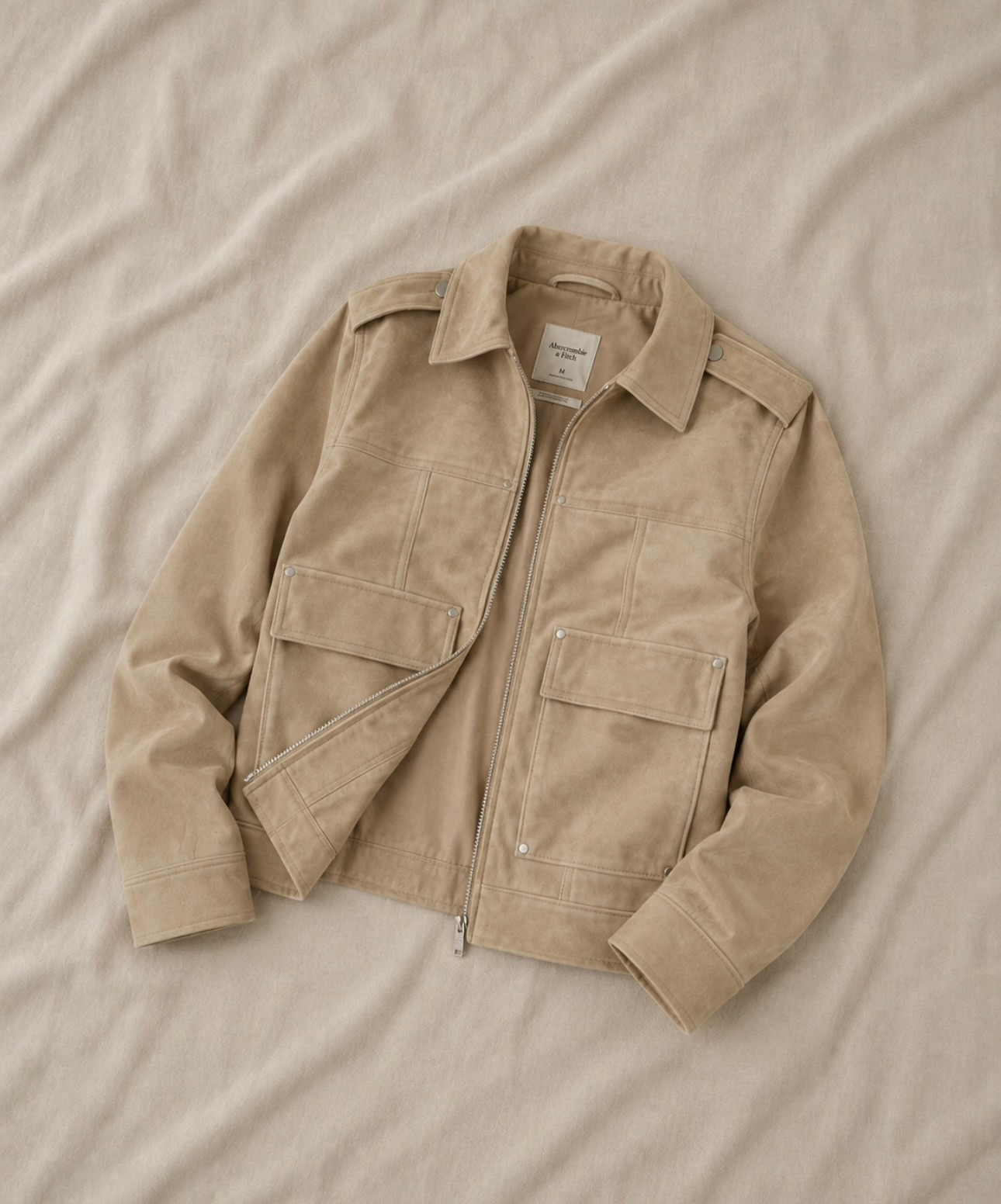 Abercrombie Vegan Sueded Leather Trucker Jacket now $54 originally $150