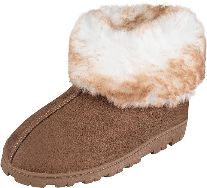 Jessica Simpson Women's and Girls Microsuede Super Soft Bootie Slippers with Indoor Outdoor Sole-... | Amazon (US)