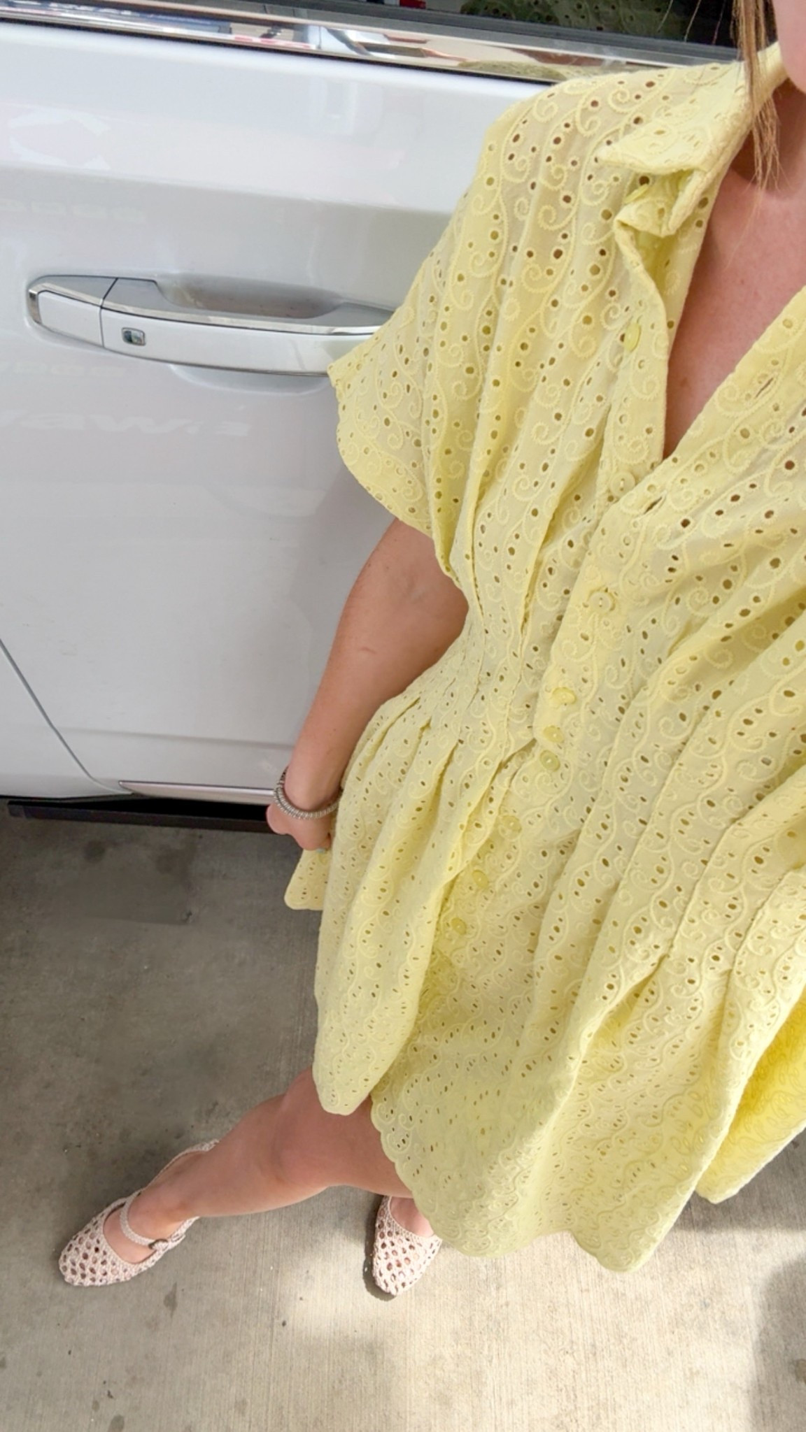 I am loving this yellow tobie dress from Anthropologie! Wearing size small! 
Flats are true to size! 

#LTKWorkwear #LTKmomlife #LTKMothersDay