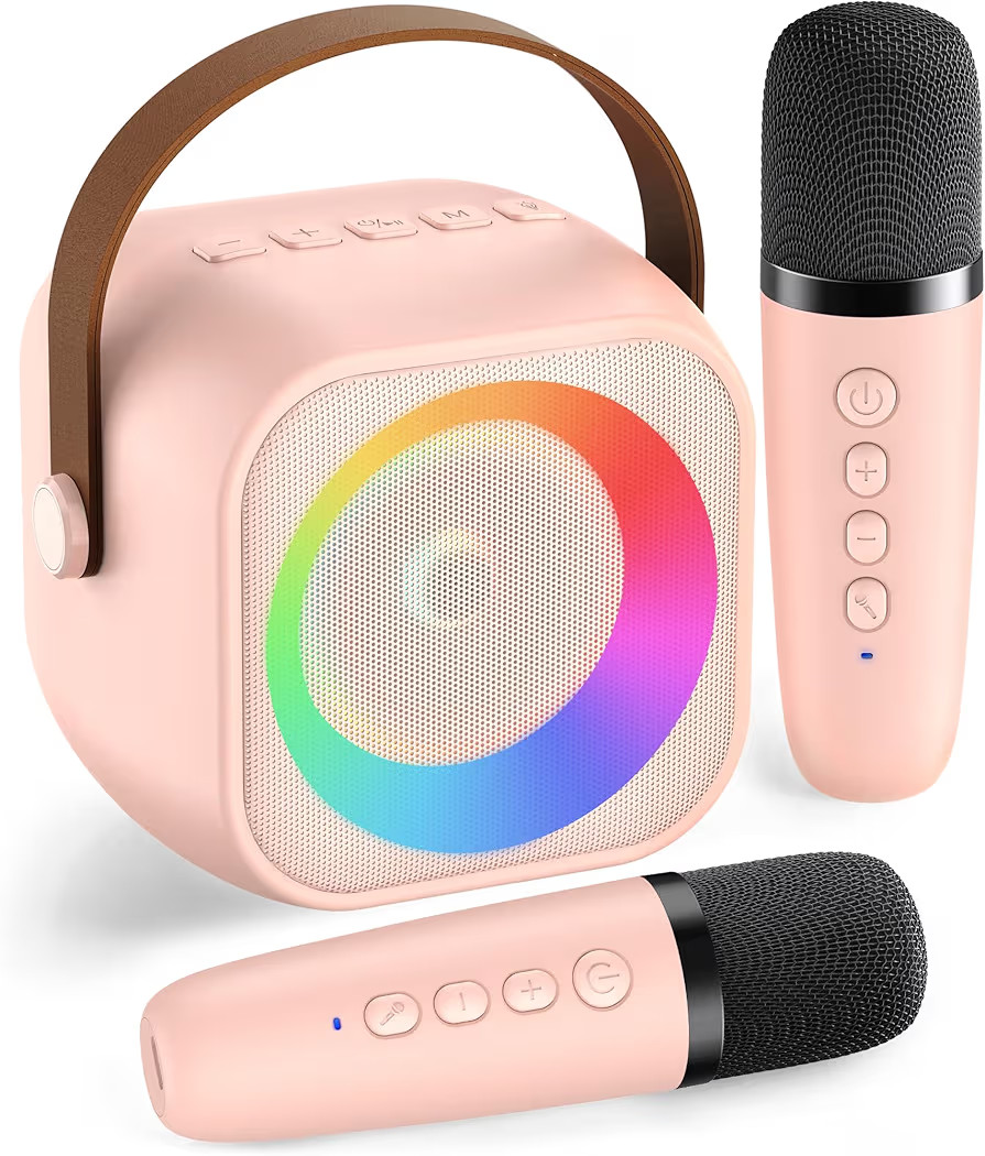 Karaoke Machine for Kids Adults, Mini Portable Bluetooth Karaoke Speaker with 2 Wireless Micropho... | Amazon (US)