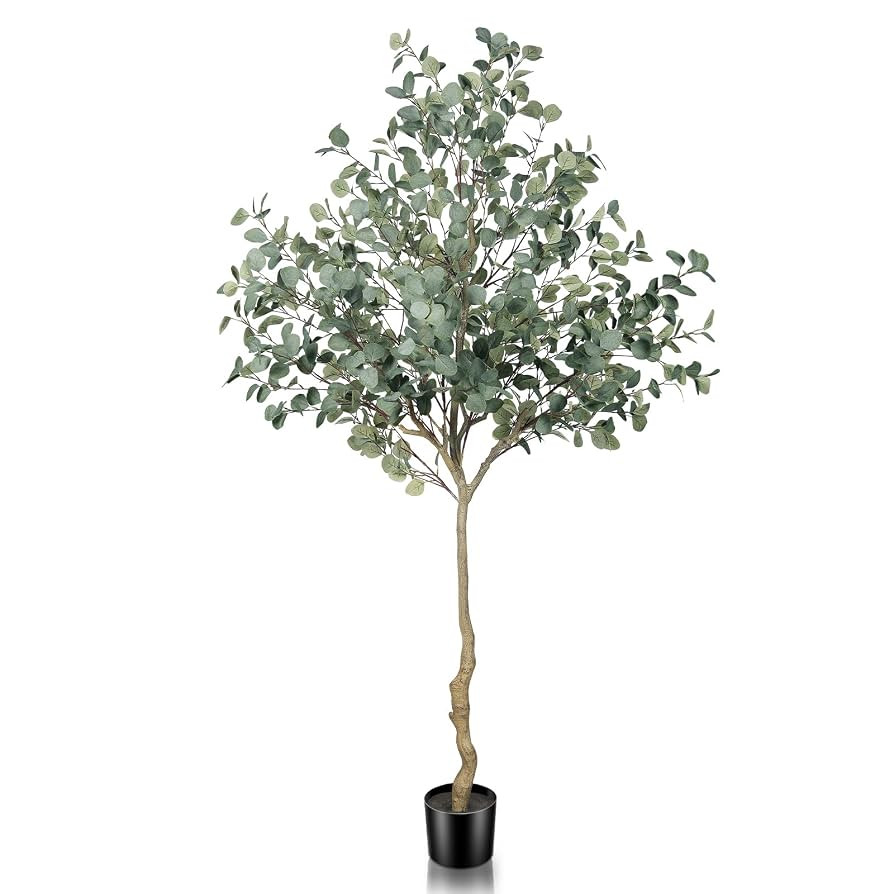 Eucalyptus Tree Artificial 7ft - Faux Eucalyptus Tree in Plastic Nursery Pot with 995 Silver Doll... | Amazon (US)