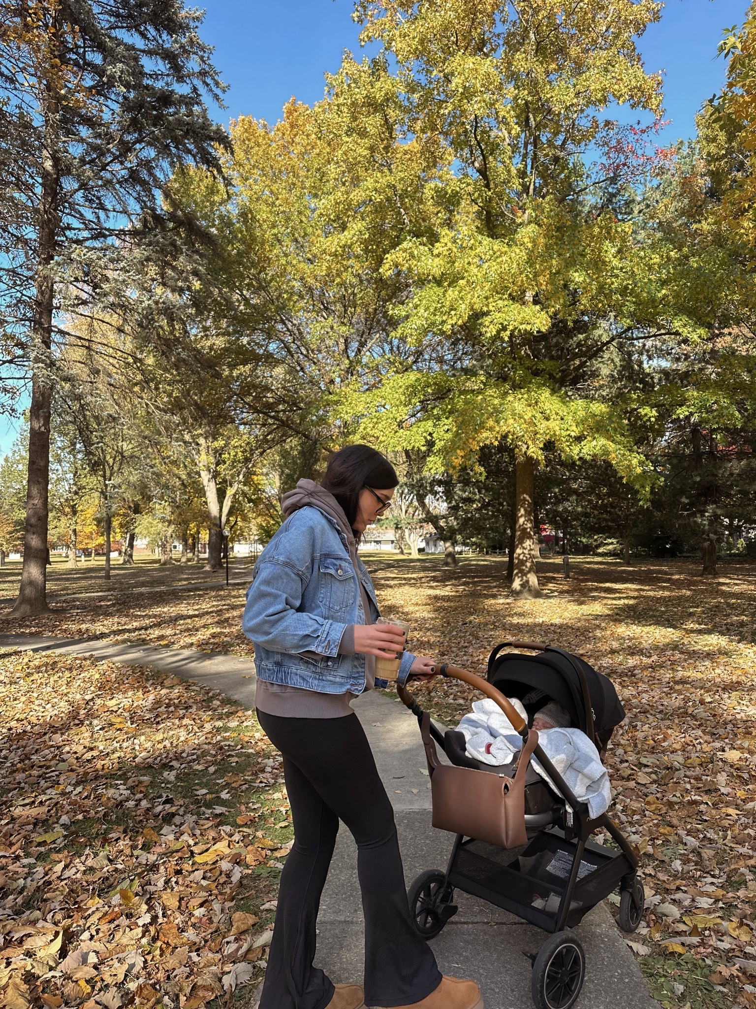 Fall mom uniform! 🤎
Amazon retro sunglasses
Abercrombie hoodie and jean jacket
Aerie flare leggings
UGG Tasman 

Car seat/stroller is Nuna pipa urbn and triv next 🖤

#LTKootd #LTKdayinmylife #LTKmomlife