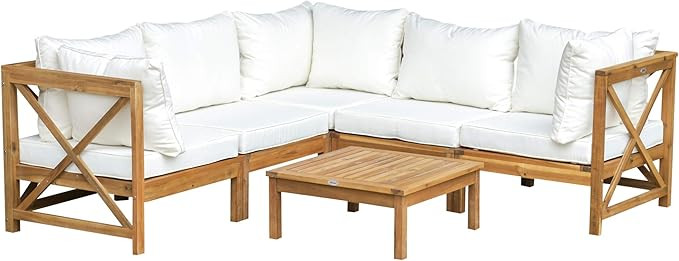 Outsunny 6-Piece Wooden Patio Sofa Sectional Set with Modular Design, Coffee Table, & 8 Pillows I... | Amazon (US)