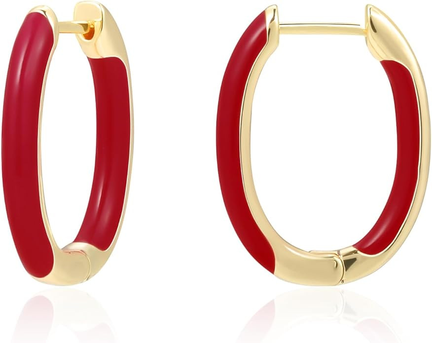 Huggie Hoop Earrings for Women, 18K Gold Plated Colorful Enamel Huggie Earrings Small Hypoallerge... | Amazon (US)