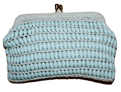 60's Vintage MARCUS BROS. Light Blue Woven Straw & Beaded 5.5 x 8.5 Clutch ITALY  | eBay | eBay US