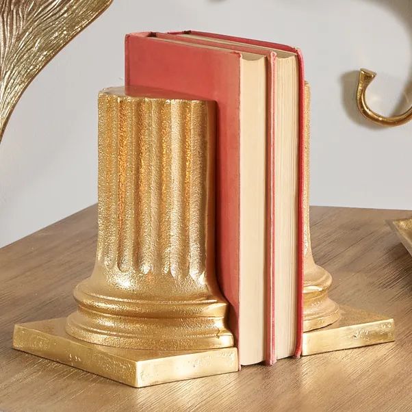 Matt Antique Brass Bookends | Dunelm