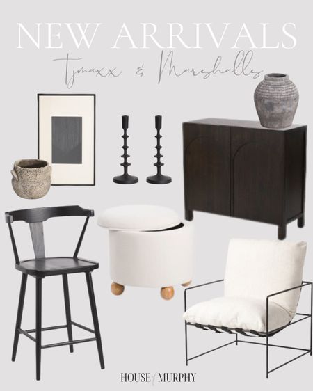 Gorgeous new designer inspired arrivals 
Living room | accent chair | kitchen stool | black decor | artisan vase | candlesticks | artwork | footed ottoman

#LTKsalealert #LTKFind #LTKhome