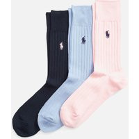 Polo Ralph Lauren Men's Ribbed Egyptian Cotton 3 Pack Socks - Heather Pink/Light Blue/Cruise Navy -  | Coggles (Global)