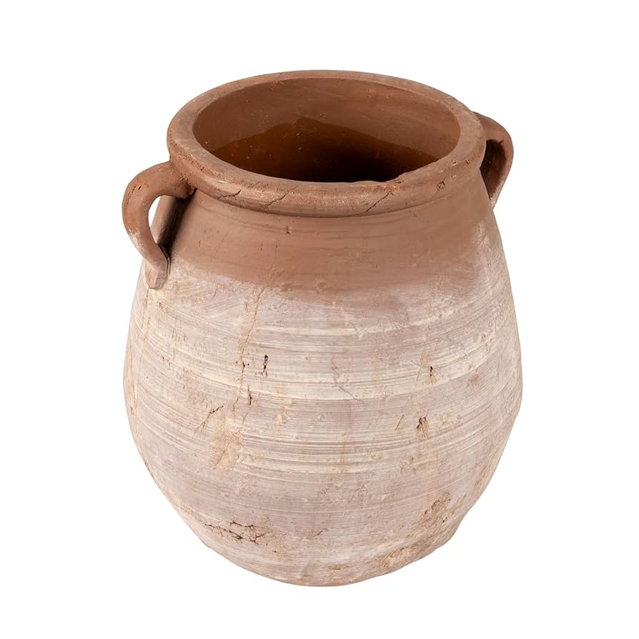 Creative Co-Op Large Orange & Whitewashed Terracotta Urn | Amazon (US)