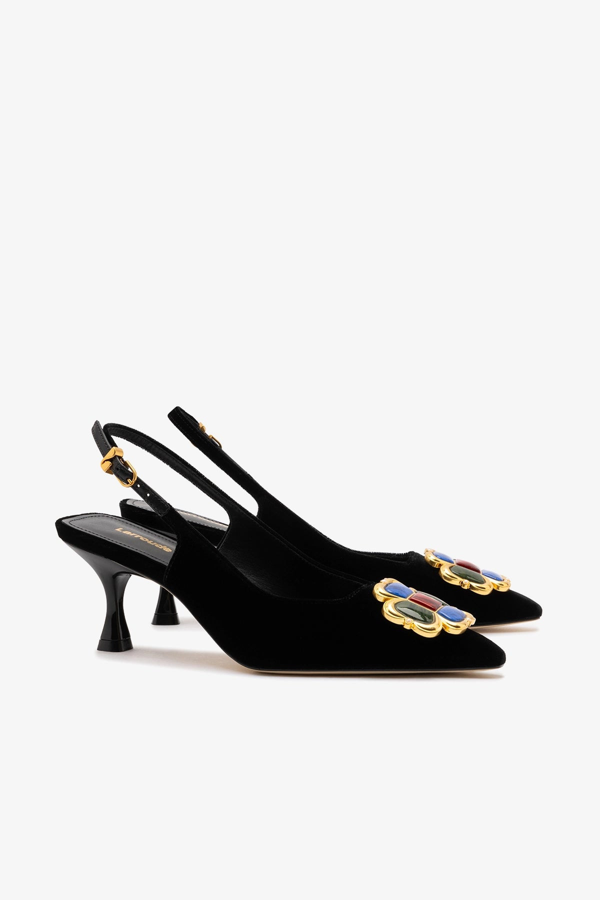 Chrissy Low Pump In Black Velvet | Larroude