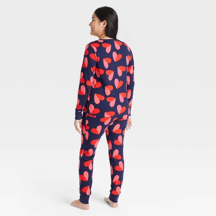 Women's Valentine's Day Hearts Matching Family Pajama Set - Navy | Target