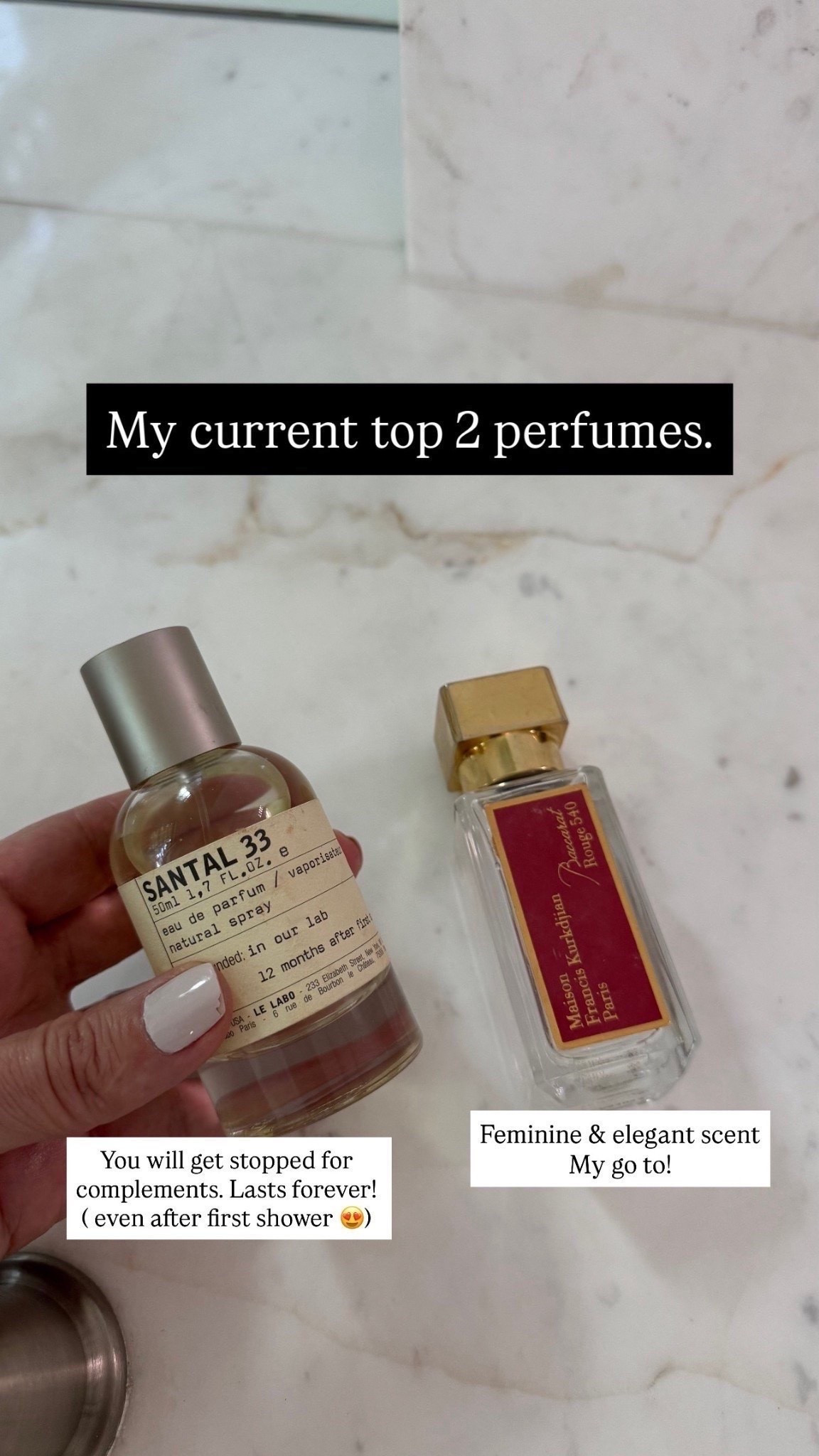 My 2 favorite perfume! I absolutely love these two, the Le labo lasts for so long and the santal scent is very elegant and chic. The baccarat is my #1 I’ve repurchased it for a bigger bottle and I absolutely love it!

#LTKU #LTKBeauty #LTKselfcare