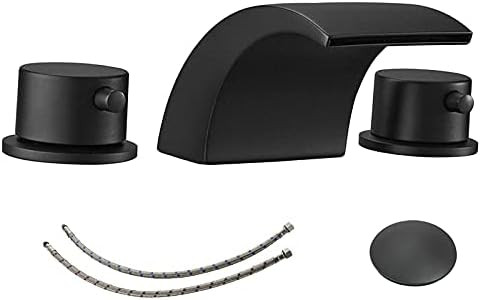Widespread Bathroom Sink Faucet Led Light Matte Black Waterfall Bath Tub Garden 8-16 inch 2 Handl... | Amazon (US)