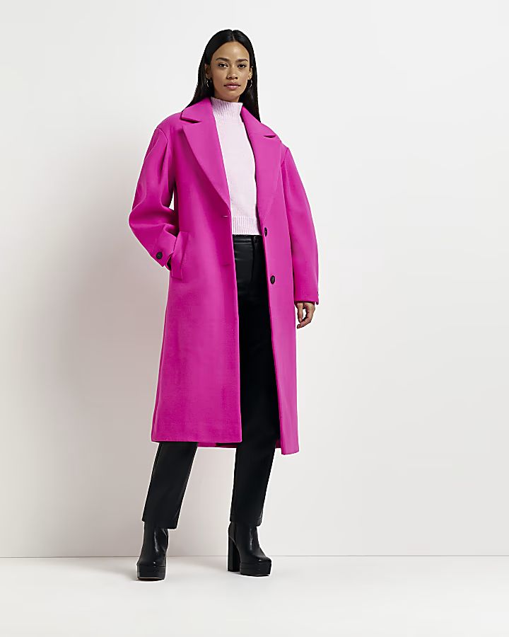 Pink longline coat | River Island (US)