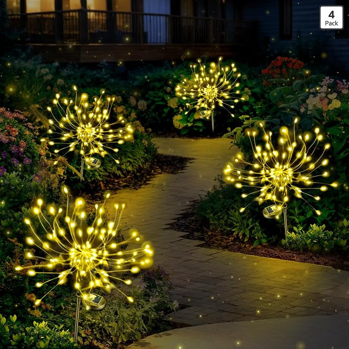 Solar Lights Outdoor Decorative: Bendable Copper Wire with 120 LED Firework Beads - Waterproof 2 ... | Amazon (US)