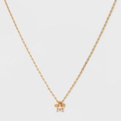 14K Gold Dipped Cubic Zirconia Star Slider Pendant Necklace - Gold | Target