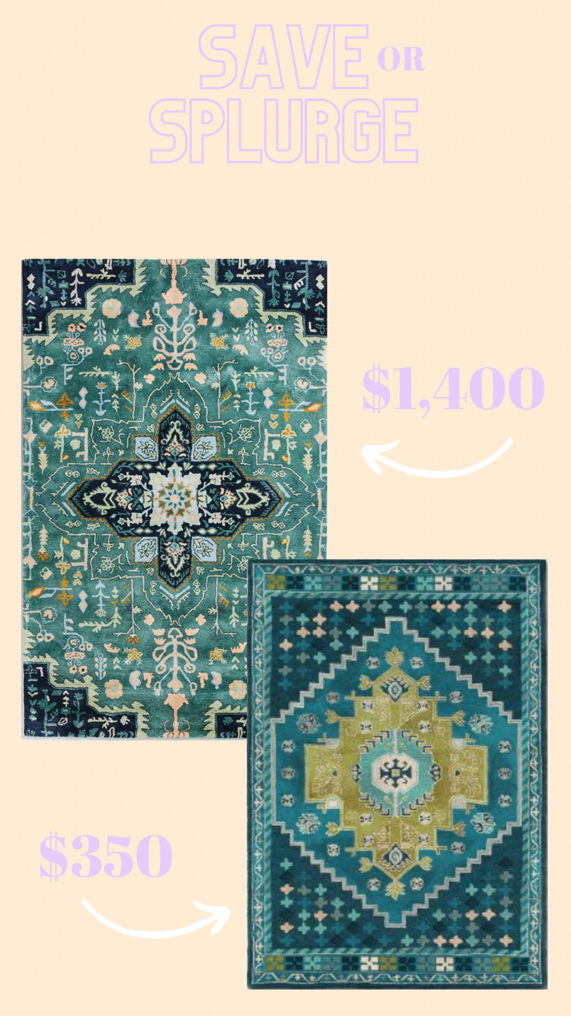 Beautiful teal and green wool rugs at two price points, both come in multiple sizes and are perfect for a colorful boho eclectic home or apartment  

#LTKFind #LTKhome