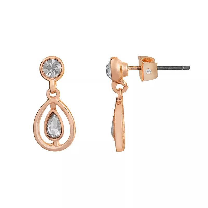 LC Lauren Conrad Rose Gold Tone Openwork Halo Teardrop Earrings, Women's, Multicolor | Kohl's