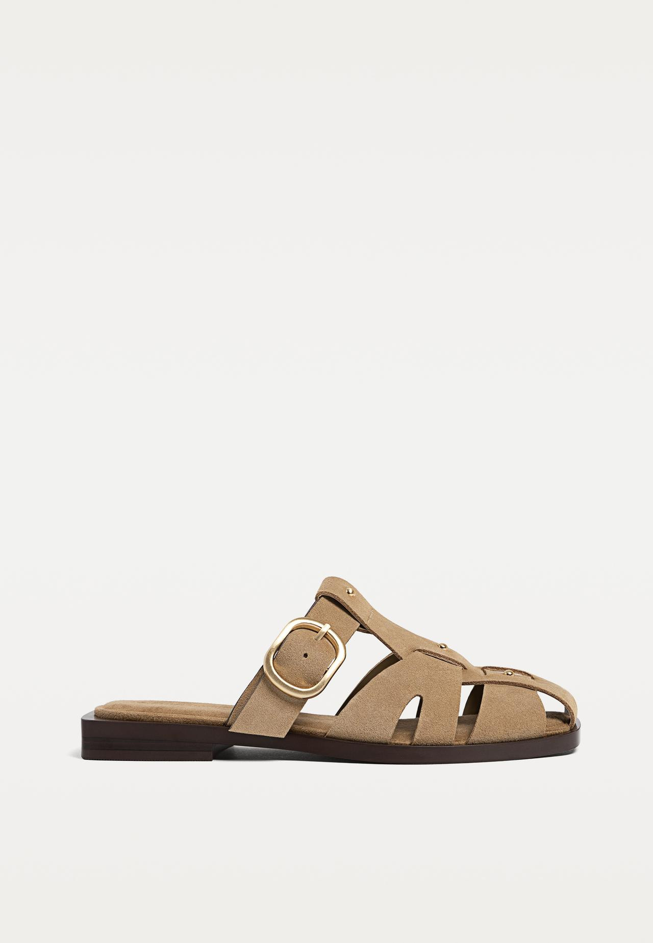 Leather cage sandals | Stradivarius (UK)