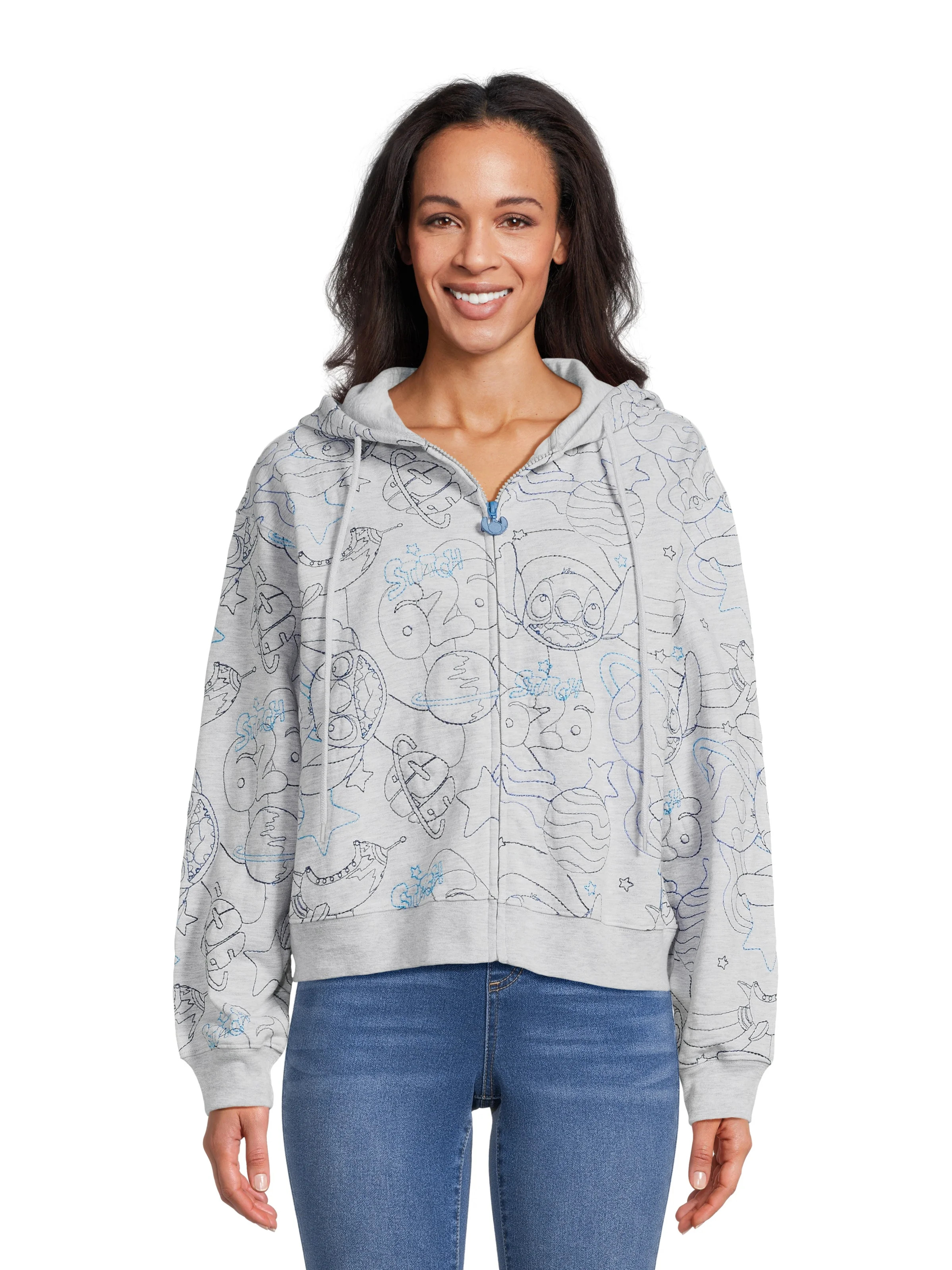Disney Juniors’ Stitch Graphic Print Hoodie with Embroidery, Sizes XS-XXXL | Walmart (US)
