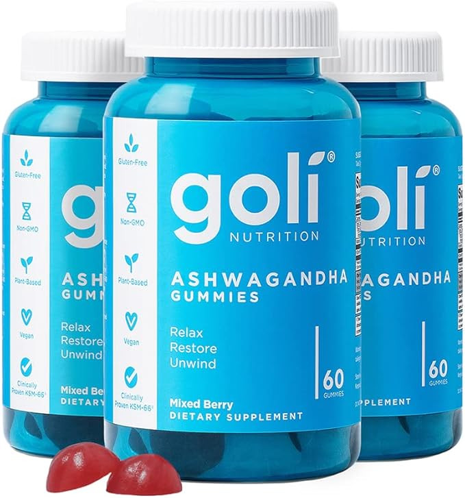 Goli Ashwagandha & Vitamin D Gummy - 180 Count - Mixed Berry, KSM-66, Vegan, Plant Based, Non-GMO... | Amazon (US)