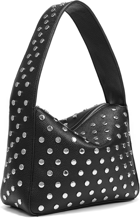 Black Studded Purses Hobo Shoulder Bag for Women Punk Y2K Purse for Women Handbag Soft Leather La... | Amazon (US)