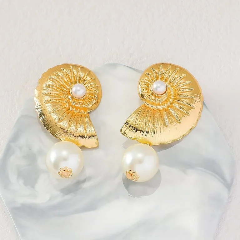 Sdmnsg-T Gold Plated Boho Ocean Earrings, Shell Earrings Seashell Stud Earrings Beach Jewelry Gif... | Walmart (US)