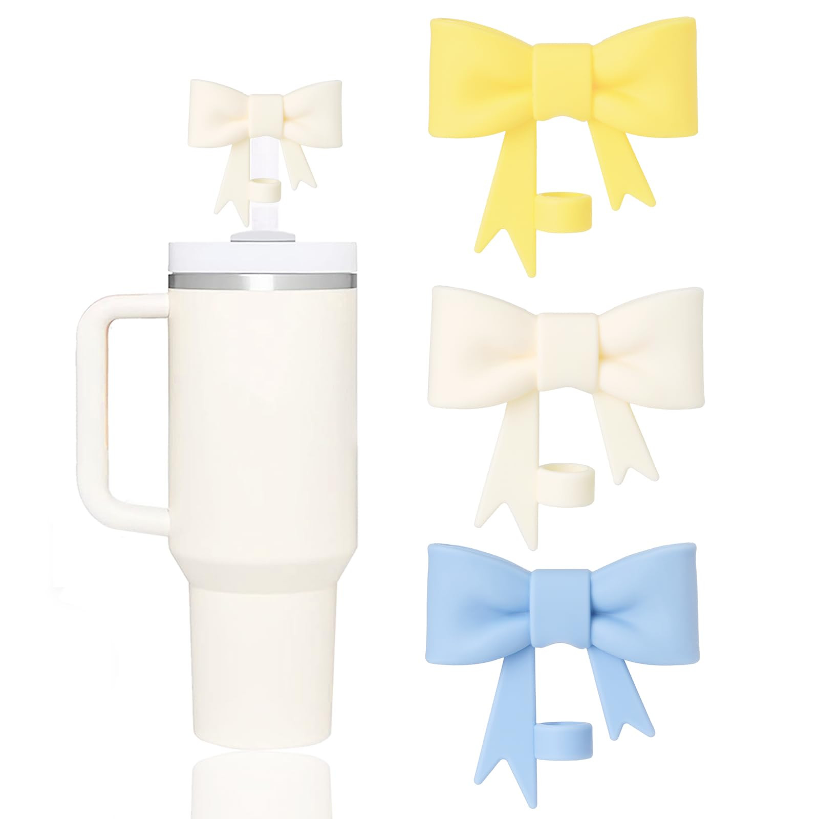 Cute Bow Straw Covers Cap Toppers Compatible with Stanley 40/30 oz Tumbler Cups,Reusable Cute Sil... | Amazon (US)