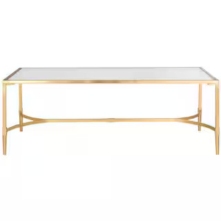 SAFAVIEH Antwan 50 in. Gold/Clear Large Rectangle Tempered Glass Coffee Table FOX2547A | The Home Depot