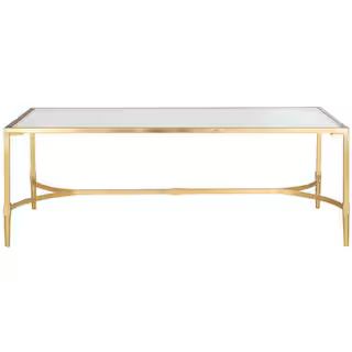 SAFAVIEH Antwan 50 in. Gold/Clear Large Rectangle Tempered Glass Coffee Table-FOX2547A - The Home... | The Home Depot