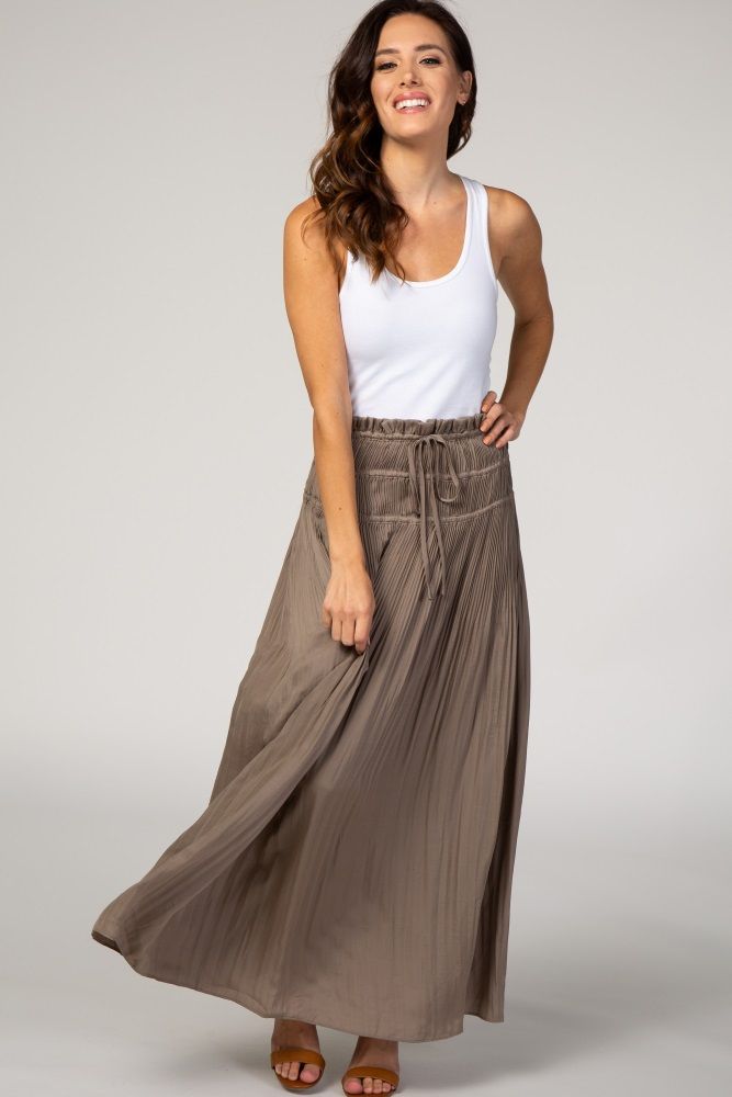 Grey Woven Maxi Skirt | PinkBlush Maternity