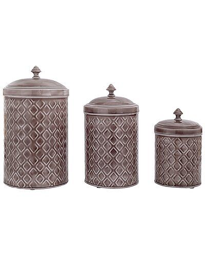 Home Essentials Set Of 3 Grey Canisters L/M/S | Ruelala