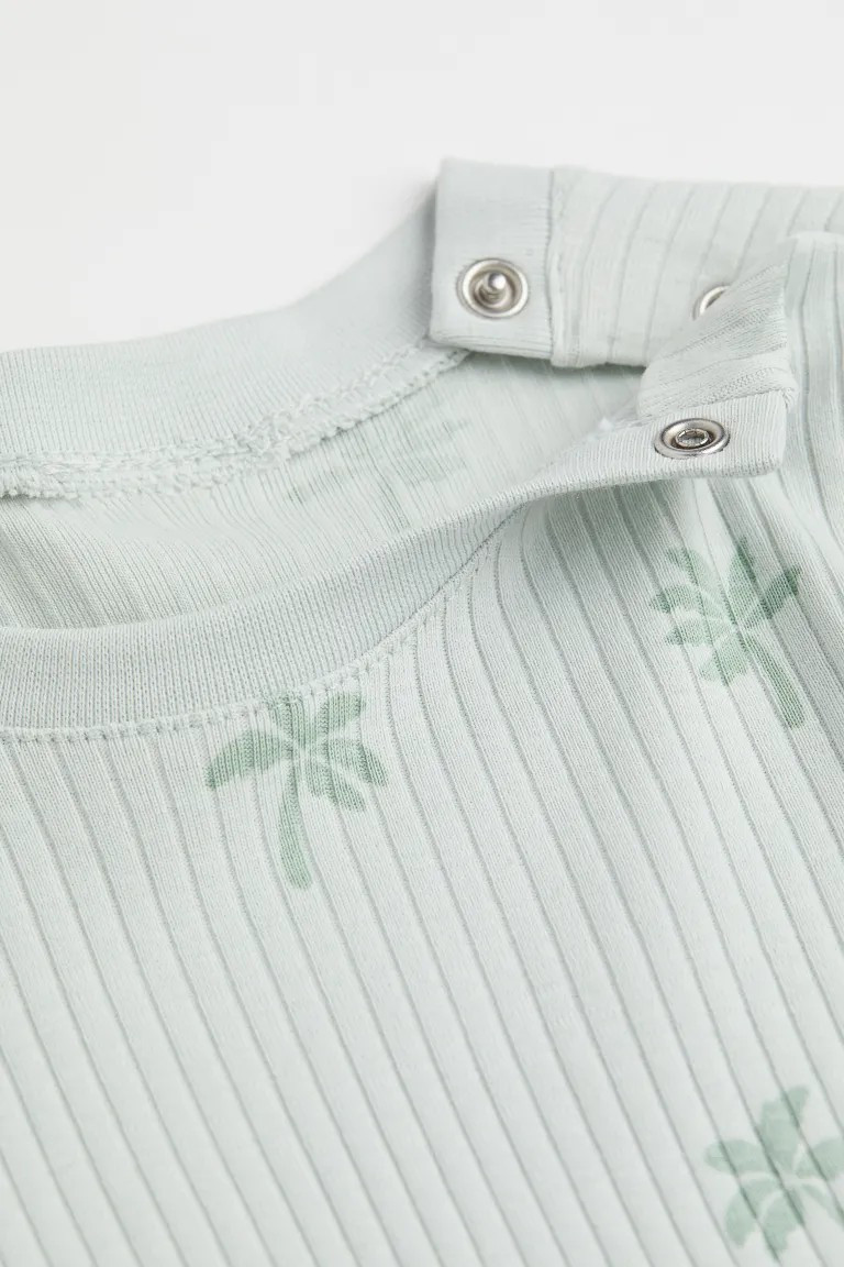 Patterned Ribbed Cotton Pajamas | H&M (US + CA)