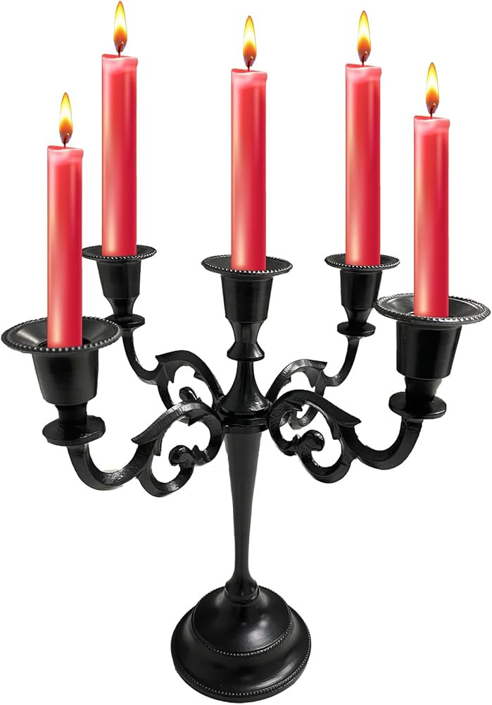 Amazon.com: Rely+ 5 Arm Candelabra - 10 Inch Tall Matte Black Taper Candle Holders - Elegant Cand... | Amazon (US)