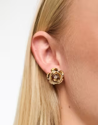 True Decadence flower stud earrings in gold | ASOS (Global)