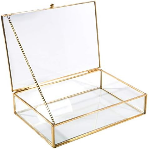 Home Details Vintage Mirrored Bottom Glass Keepsake Box Jewelry Organizer, Decorative Accent, Van... | Amazon (US)