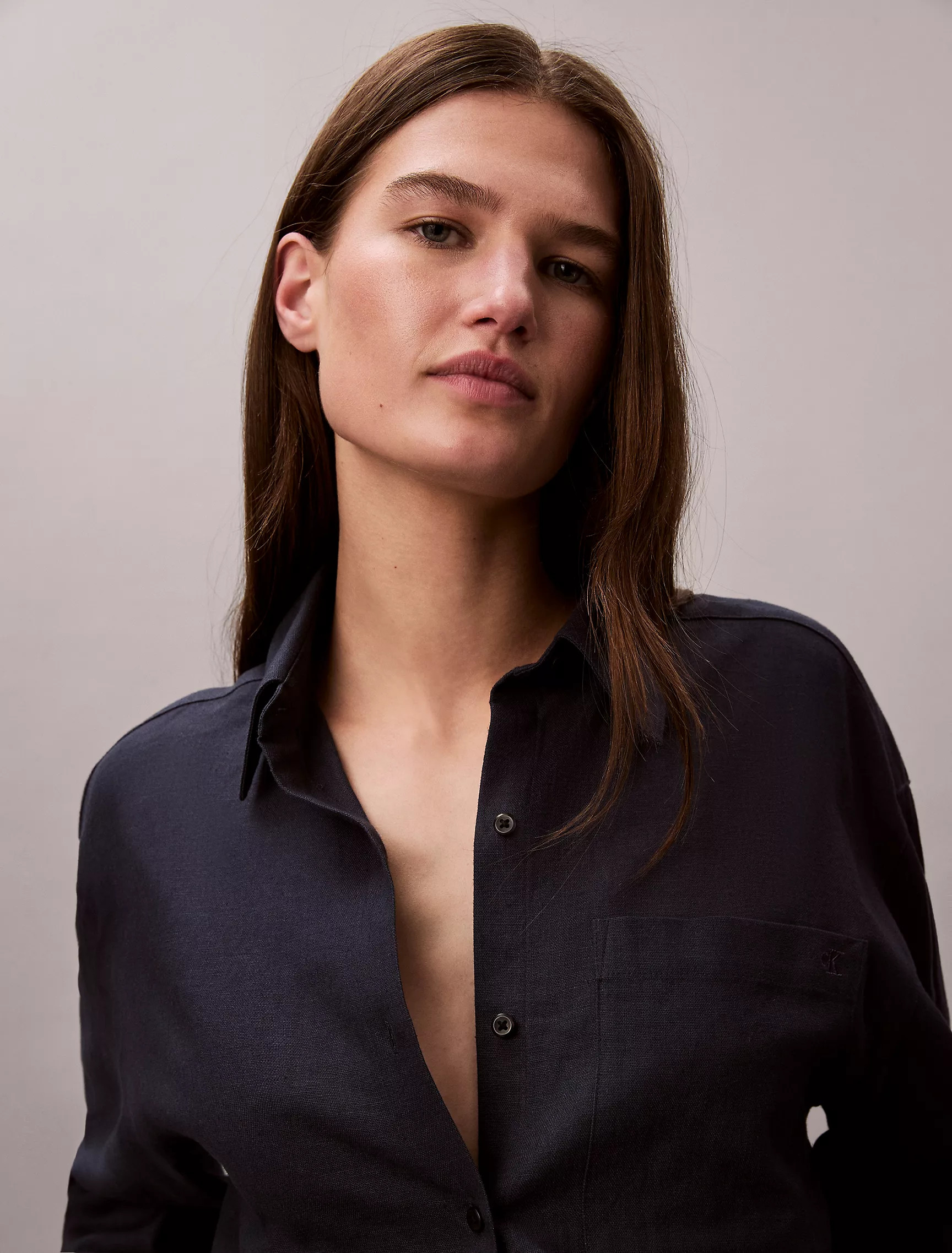 Linen Blend Relaxed Button-Down Shirt | Calvin Klein | Calvin Klein (US)