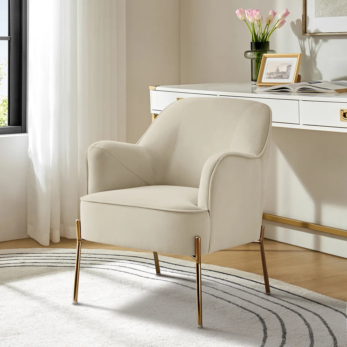 Cleo 26" Wide Contemporary Chair with Recessed Arms | Wayfair North America