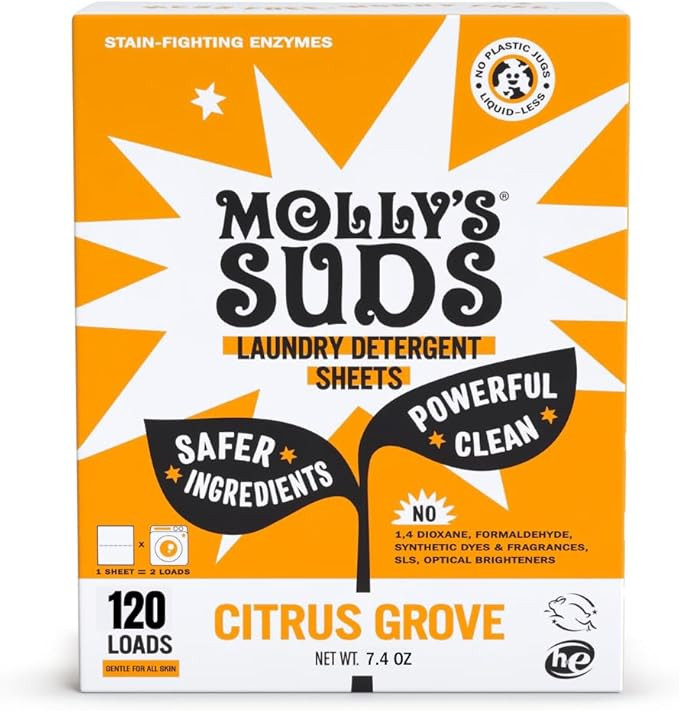 Molly’s Suds Laundry Detergent Sheets | Gentle on Sensitive Skin, Powerful Bio-Based Enzymes, S... | Amazon (US)
