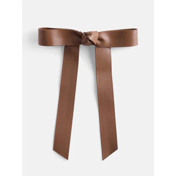 Free Assembly Women's Faux Leather Bow Barrette, Brown | Walmart (US)