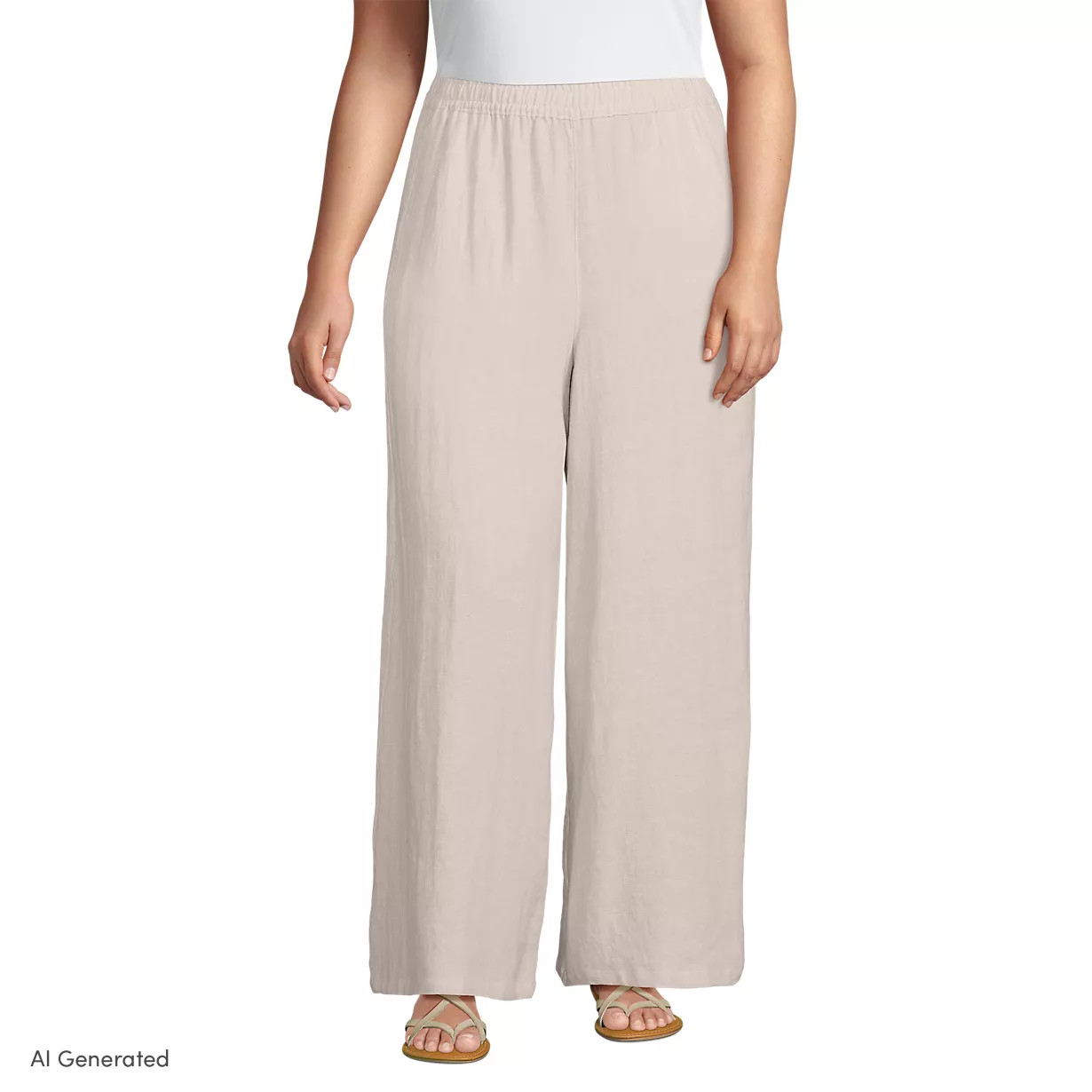 Women's Plus Size Linen High Rise Palazzo Pants - Set Bottom | Lands' End (US)
