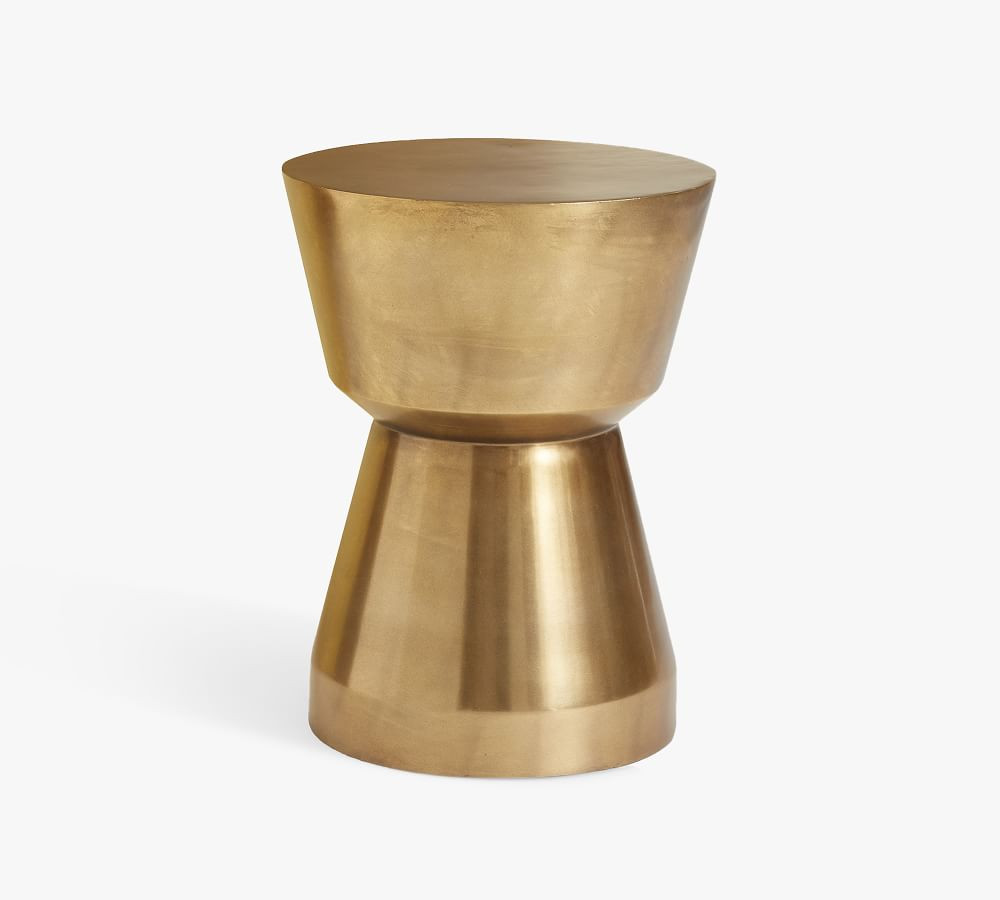 Shae 13.5&amp;quot; Round Metal Accent Table, Antique Brass | Pottery Barn (US)