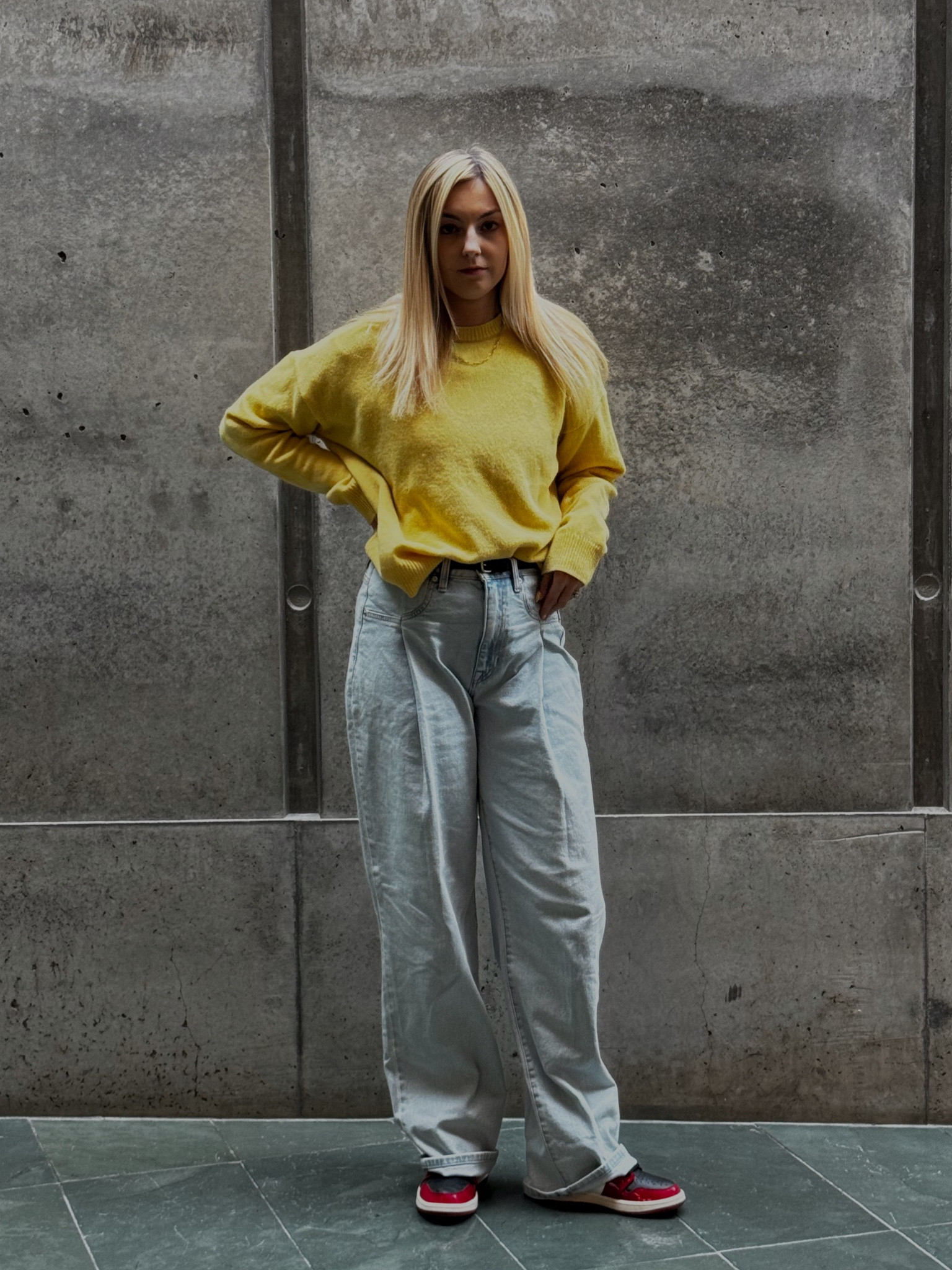 Dressed up in buttercup sweater and high rise straight jeans

Sweater weather • spring outfit • Nike Jordan fit • casual fit 

#LTKshoecrush #LTKstyletip