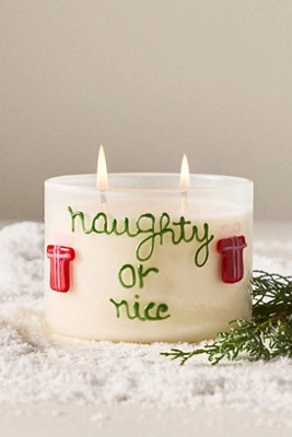 Festive Notes Naughty or Nice Gourmand Caramel Spice Wonderland Glass Candle | Anthropologie (US)