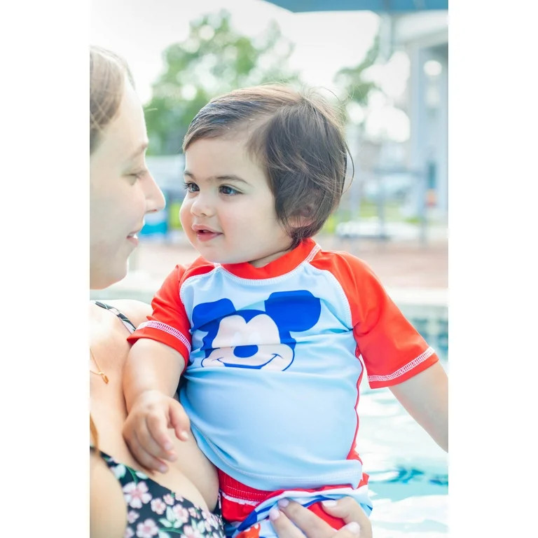 Disney Mickey Mouse Infant Baby Boys Rash Guard and Swim Trunks Outfit Set Infant to Toddler | Walmart (US)