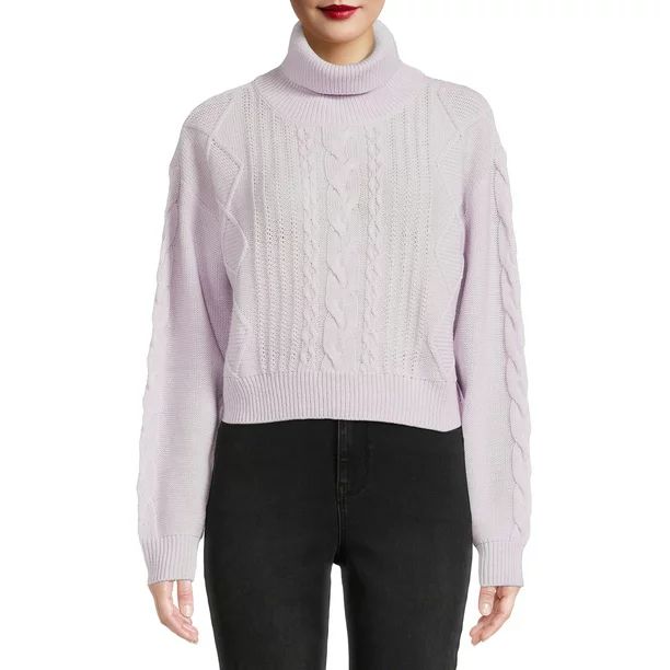 Kendall + Kylie Juniors Cable Knit Crop Turtleneck Sweater - Walmart.com | Walmart (US)